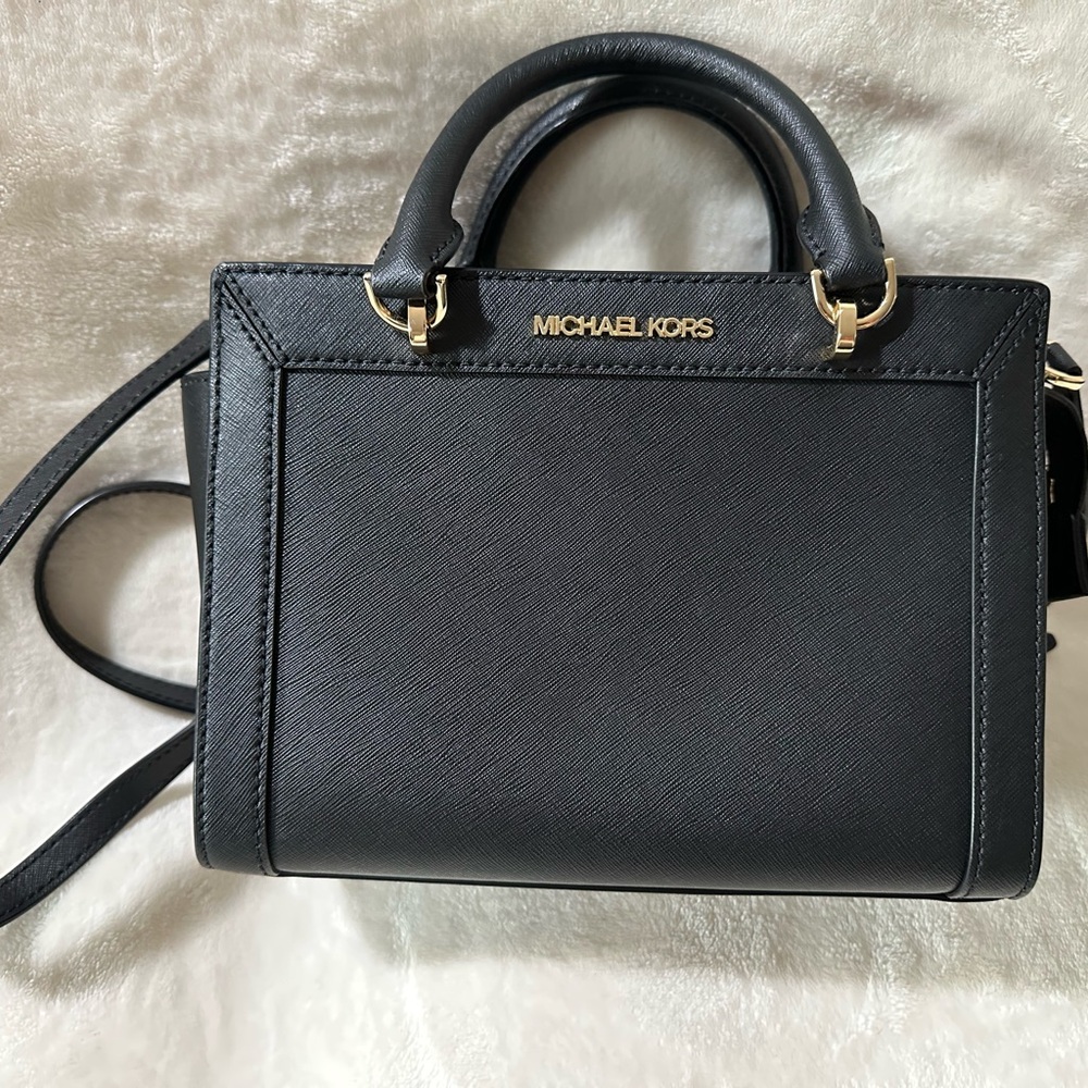 Michael Kors Black Saffiano Leather Satchel with Gold Hardware - Picture 4 of 10